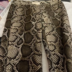 MICHAEL Michael Kors Snake Print Straight Leg Pants in Black and Cream
